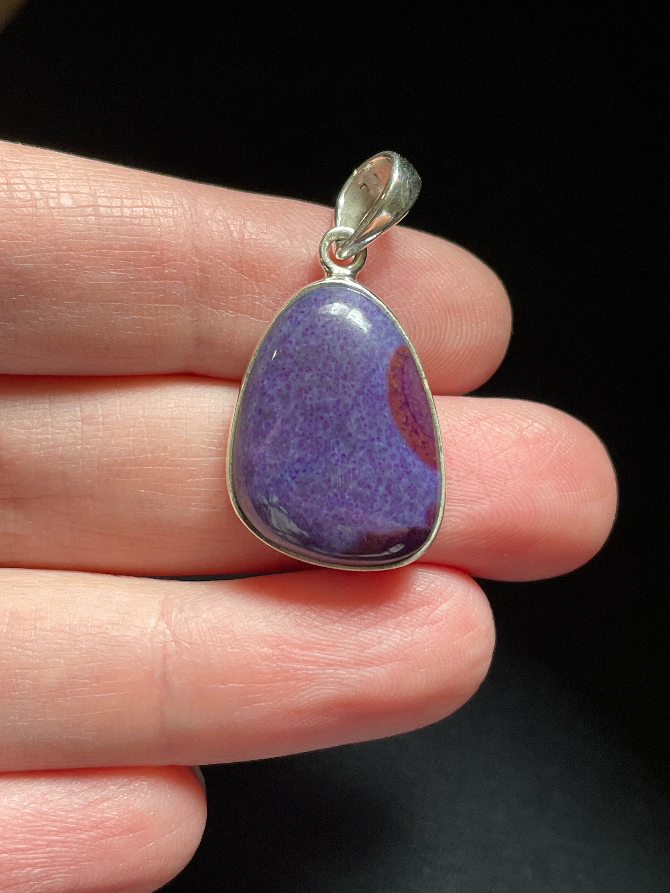 Sugilite Pebble Pendant - Soothing Self Love Crystal - Genuine Sugilite - Handmade With Solid Sterling Silver - Healing Crystal Necklace