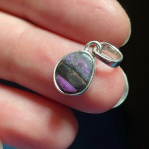 Precious Sugilite Pebble Mini Pendant - Dainty Purple Charm - Handmade With Genuine Sugilite & Solid Sterling Silver - Self Love Necklace