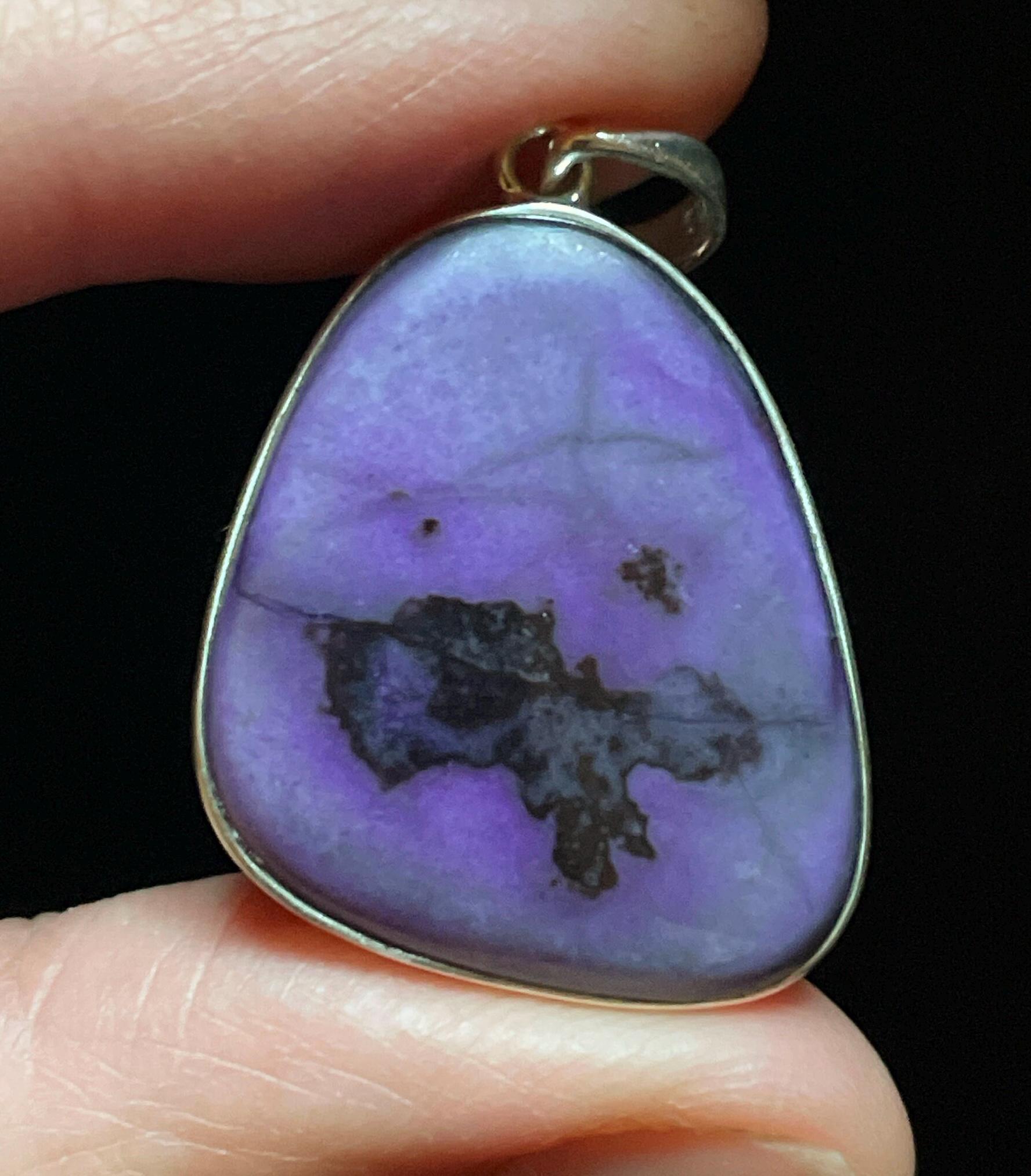 Purple Aura Sugilite Pendant - Genuine South African Sugilite - Handmade With Solid Sterling Silver - Heart Healing Crystal Necklace