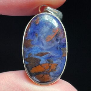 Richterite “blue Sugilite” Pendant - Genuine Sugilite And Richterite - Deep Soothing Patterns - Handmade With Solid Sterling Silver