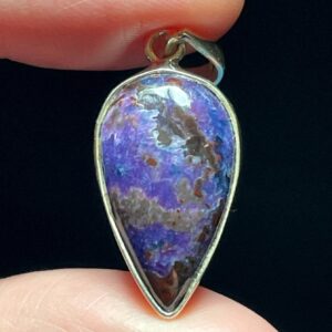 Speckled Sugilite Teardrop Pendant - Stunning Purple Blue Pattern - Handmade With Genuine Sugilite & Blue Richterite - Solid Sterling Silver