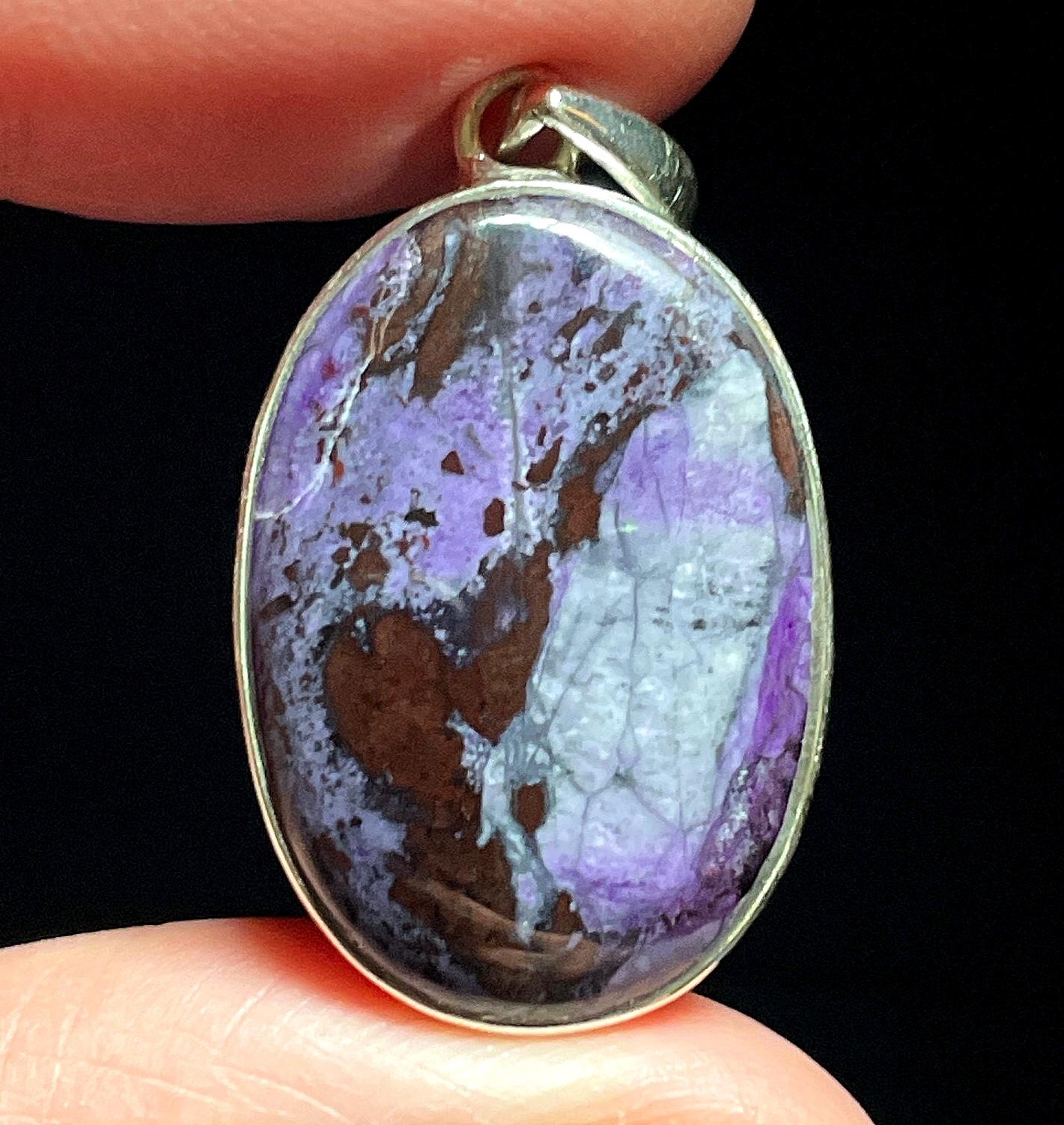 Spiritual Strength Sugilite Pendant - Soft Purple With Iron Ore - Handmade With Genuine Sugilite & Solid Sterling Silver - Self Love Crystal