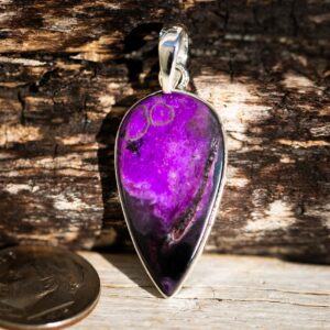 Sterling Silver Sugilite Pendant: Purple Gemstone Necklace