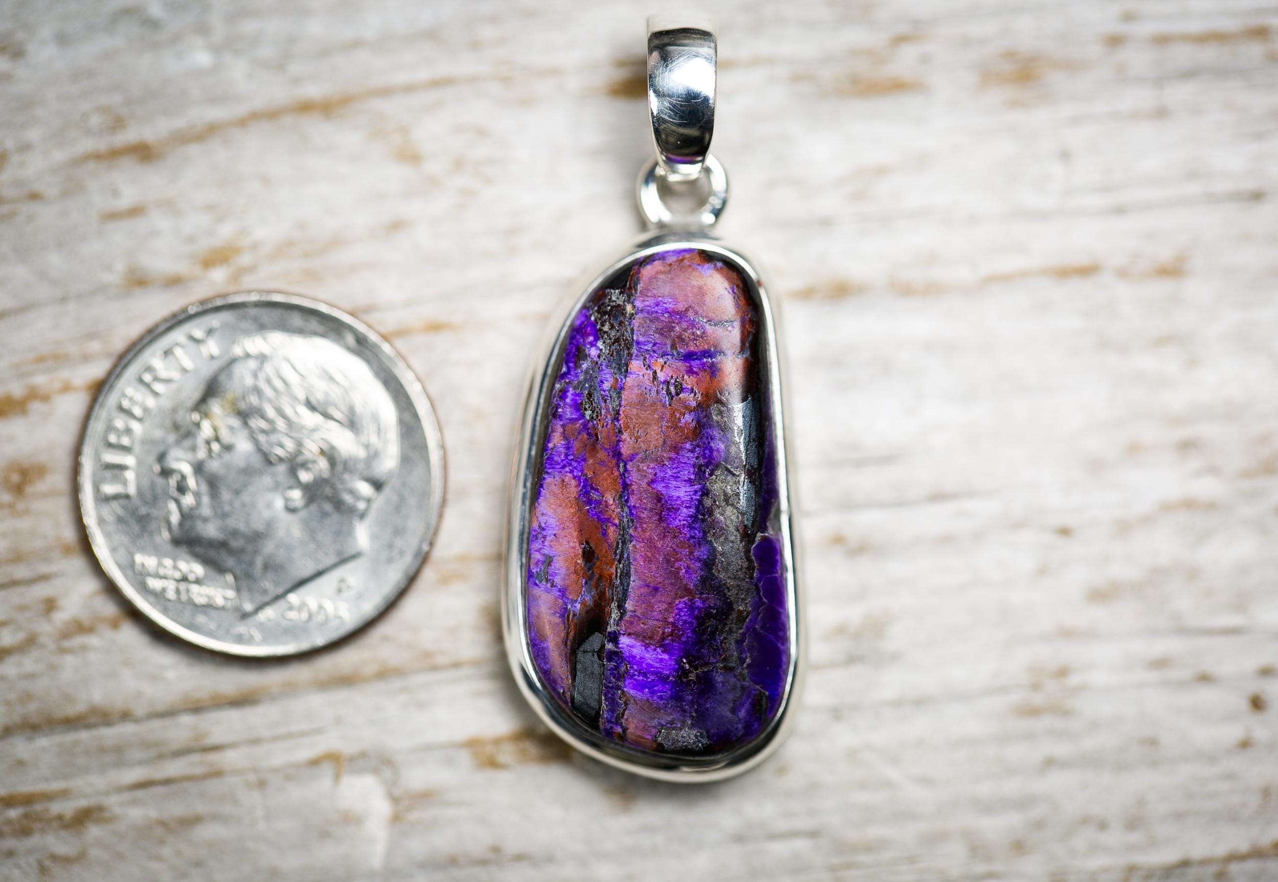 Sugilite Sterling Silver Pendant: Purple Manganese Necklace