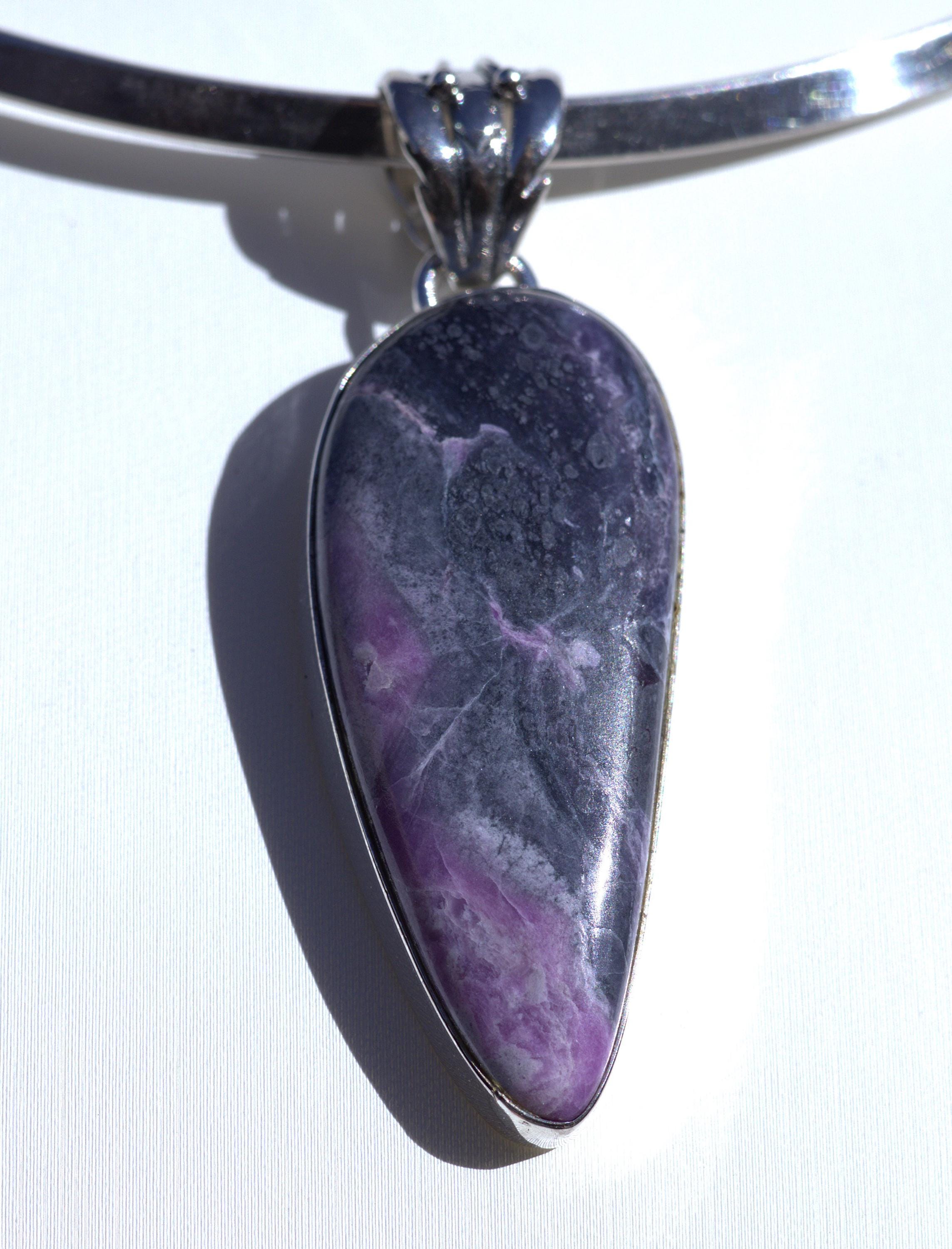 Sugilite Pendant, Stone Of Spiritual Love And Wisdom, Beautiful, Natural Deep Purple, Sterling Silver