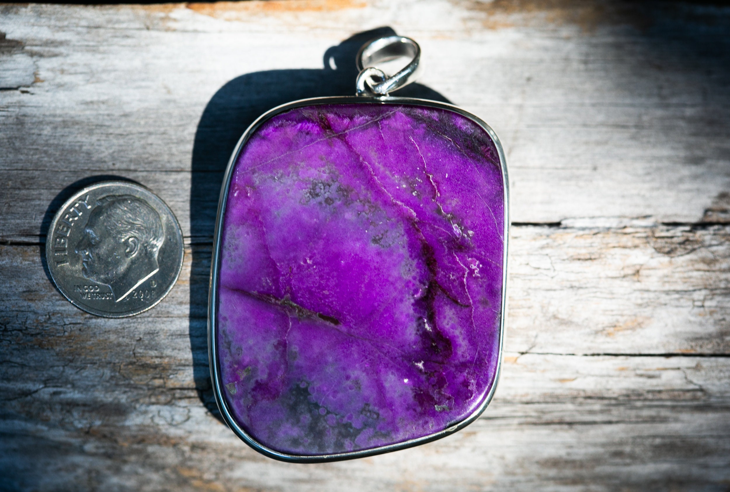 Large Sugilite Sterling Silver Pendant – High Quality Purple Gemstone