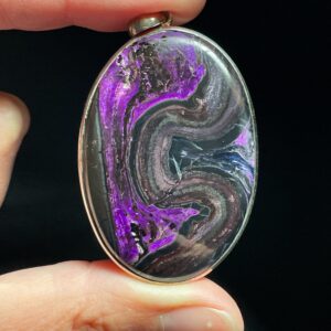 Super Rare Sugilite Swirl Pendant - Gorgeous High Grade Purple - Genuine Sugilite - Large Oval Solid Sterling Silver Setting - Love Crystal