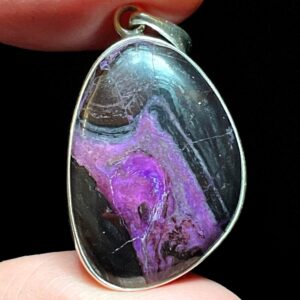 Swirling Sugilite Pendant - Bright Purple Pool In Black Matrix - Handmade With Solid Sterling Silver And Genuine Sugilite - Natural Healing
