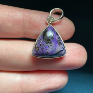 Sugilite Triangle Power Pendant - Natural Purple Color - Handmade With Solid Sterling Silver And Genuine Sugilite - Healing Love Necklace