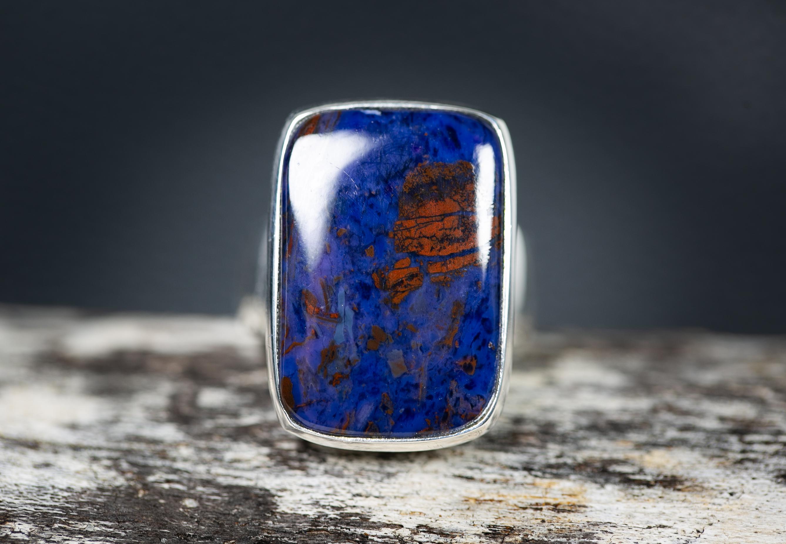 Blue Sugilite Richterite Ring - Sterling Silver - Size 8