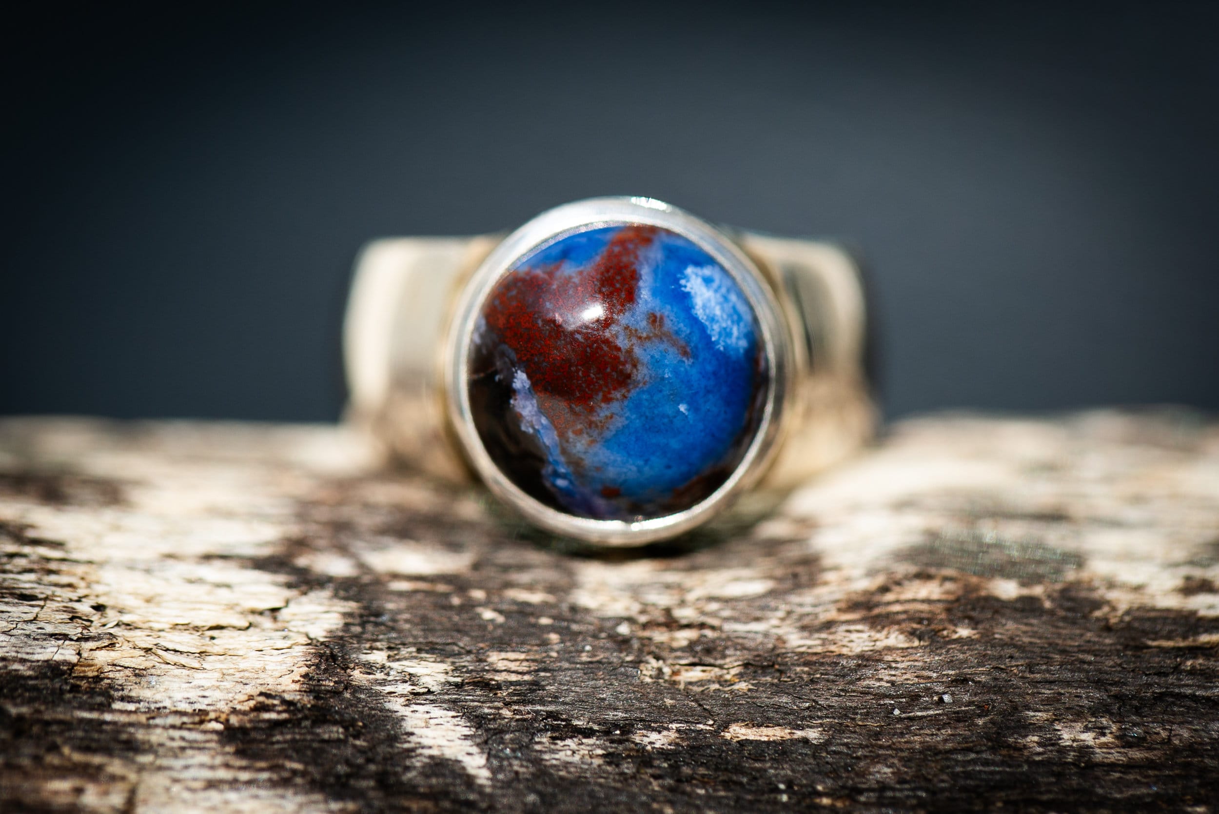 Blue Sugilite Richterite Ring: Sterling Silver, Size 8.5