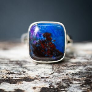 Blue Sugilite Sterling Silver Ring With Richterite - Size 4.5
