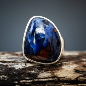Blue Sugilite Ring: Sterling Silver Richterite Gemstone, Size 7.5