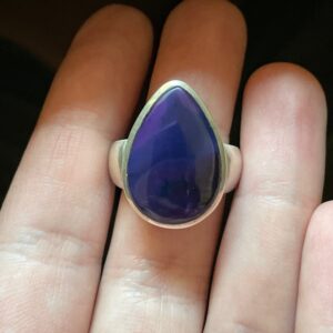 Deep Purple Sugilite Ring - High Grade Gel - US Size 10 - Solid Sterling Silver Teardrop Setting - Genuine Sugilite - High Vibration Crystal