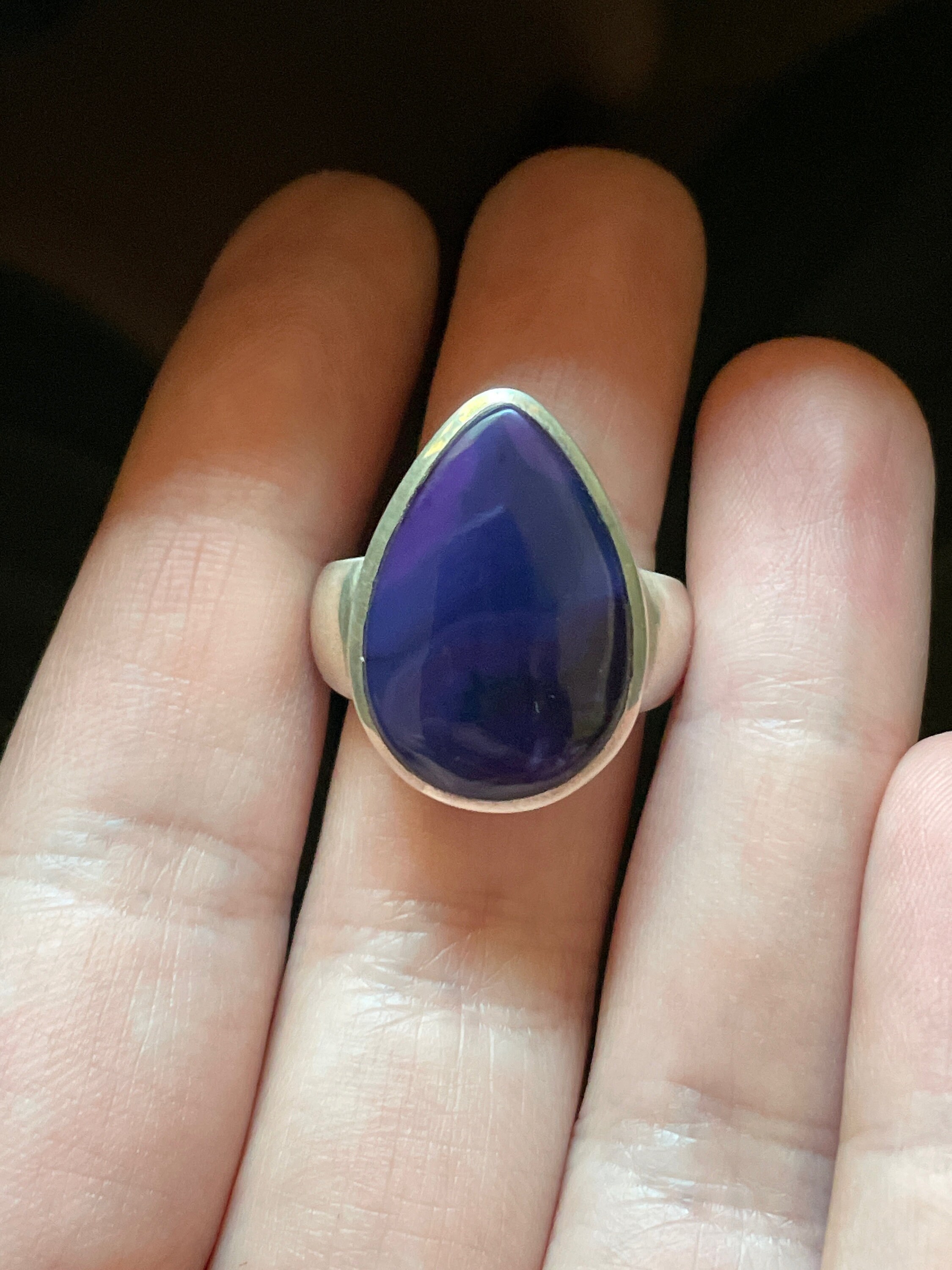 Deep Purple Sugilite Ring - High Grade Gel - Us Size 10 - Solid Sterling Silver Teardrop Setting - Genuine Sugilite - High Vibration Crystal