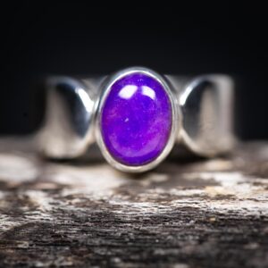 Gel Sugilite Ring: Sterling Silver, Size 8, Purple Crown Chakra Jelly Sugilite