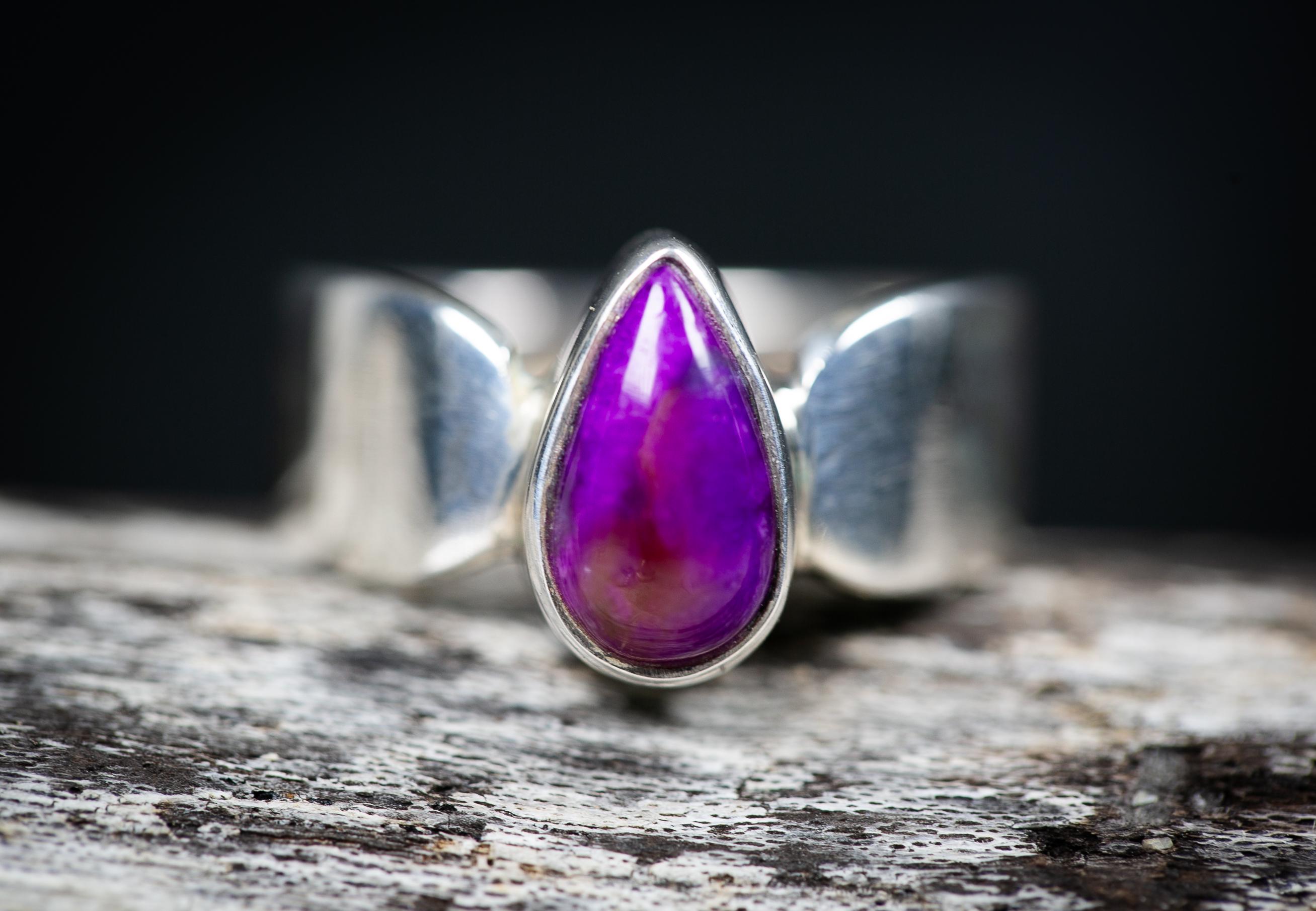 Gel Sugilite Sterling Silver Ring - Size 7, Purplish Pink Stone