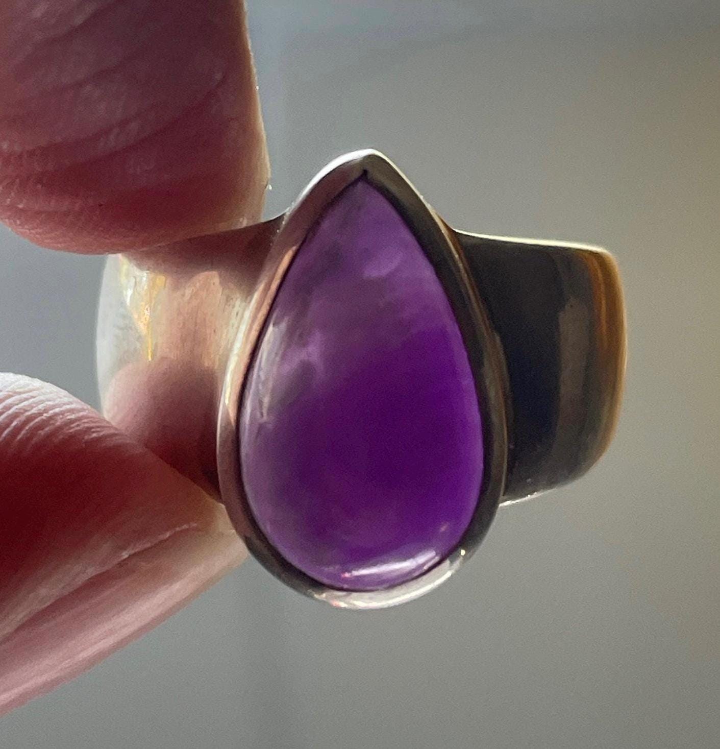 Gel Sugilite Ring - Us Size 7.75 - Genuine High Grade Sugilite From South Africa - Solid Sterling Silver - Powerful Healing Crystal Ring