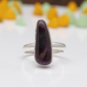 Handmade 925 Sterling Silver Ring, Sugilite Gemstone Ring, Dainty Purple Silver Ring, Unique Sugilite Jewelry, Christmas Gift