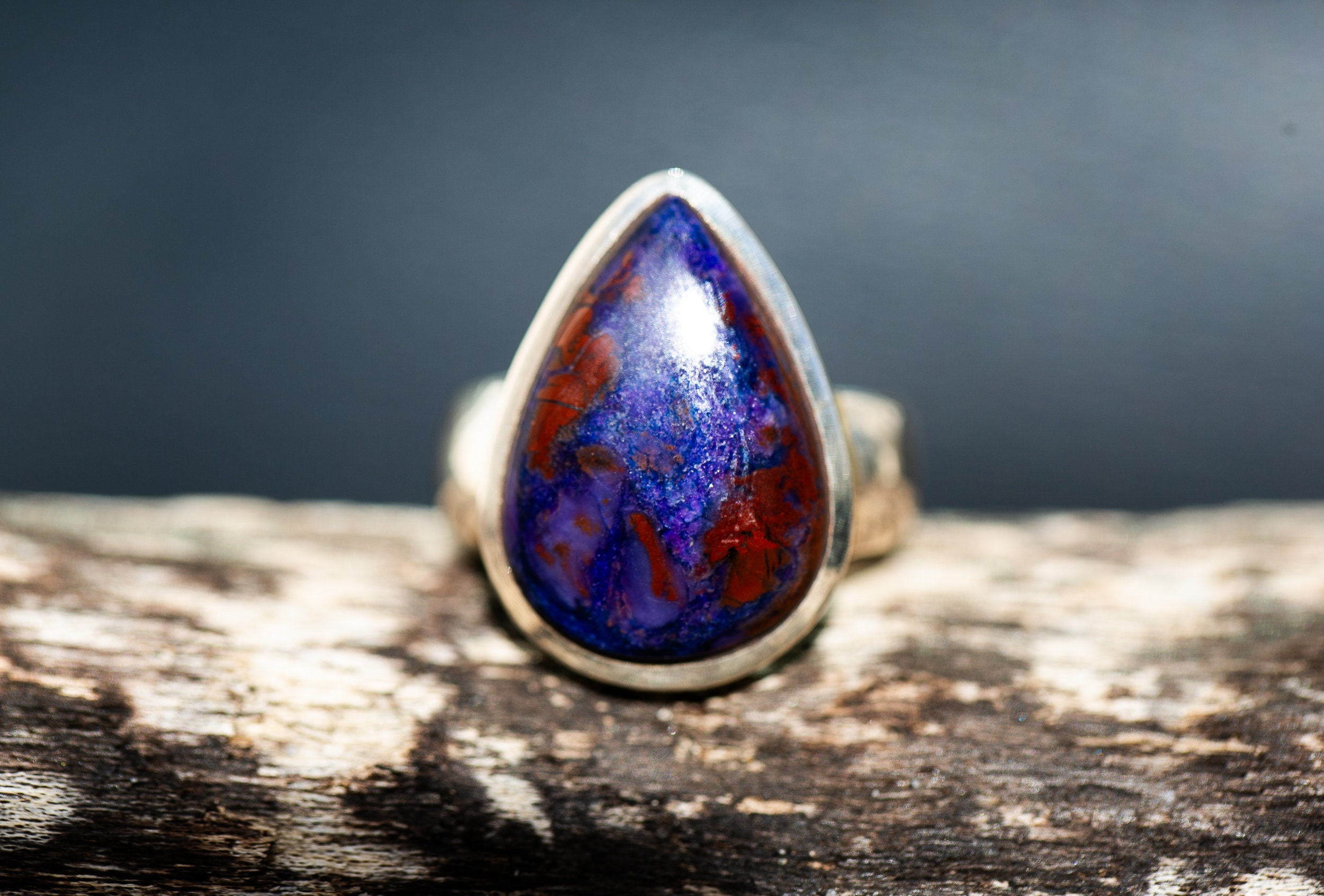 Large Purple Sugilite Sterling Silver Ring - Size 8 Large Purple Sugilite Sterling Silver Ring - Size 8