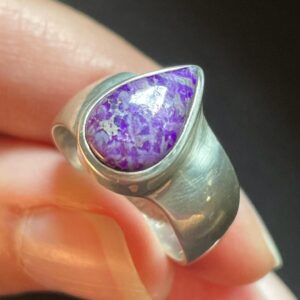 Natural Sugilite Ring Size 8 USA - Handmade with Solid Sterling Silver - Genuine Sugilite - High Vibration Healing Love Energy Crystal