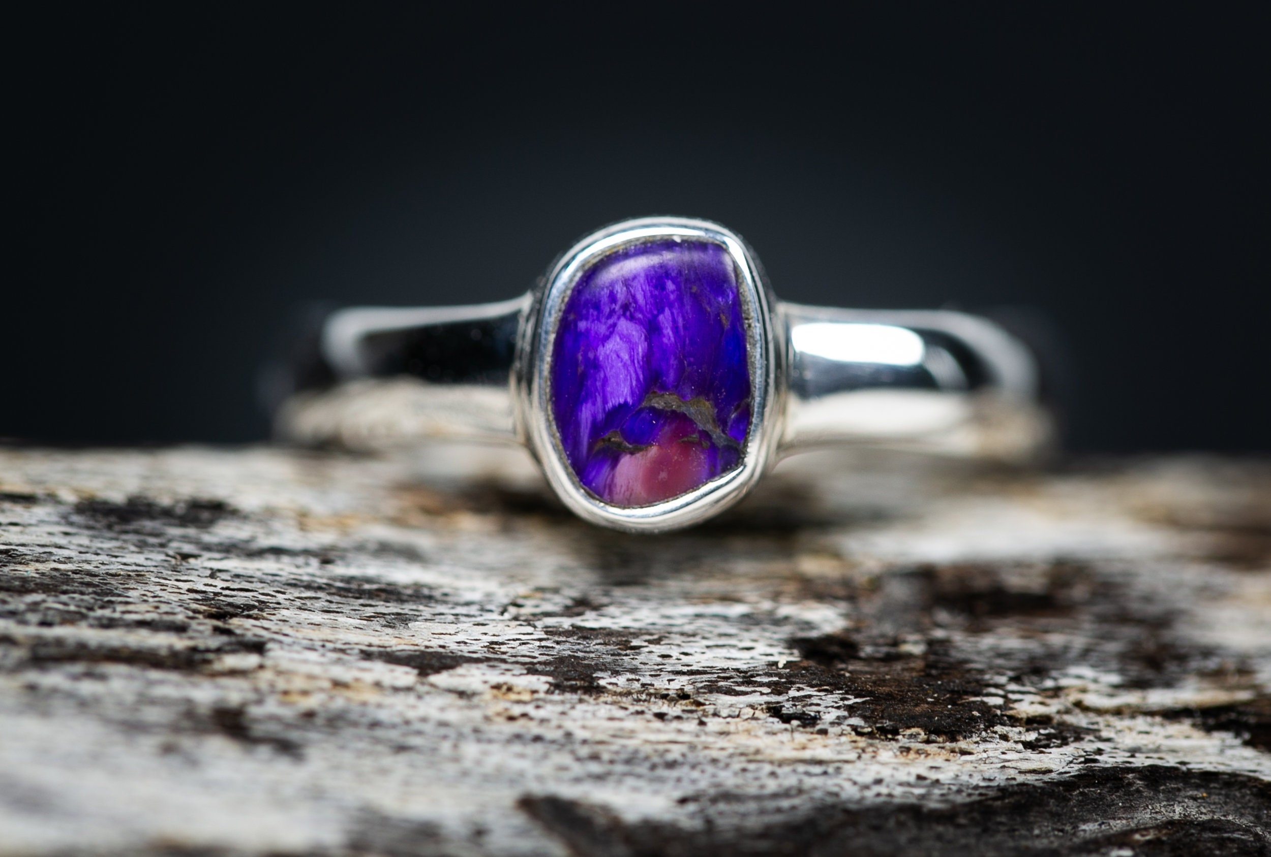 Purple Sugilite Sterling Silver Ring - Size 8.5