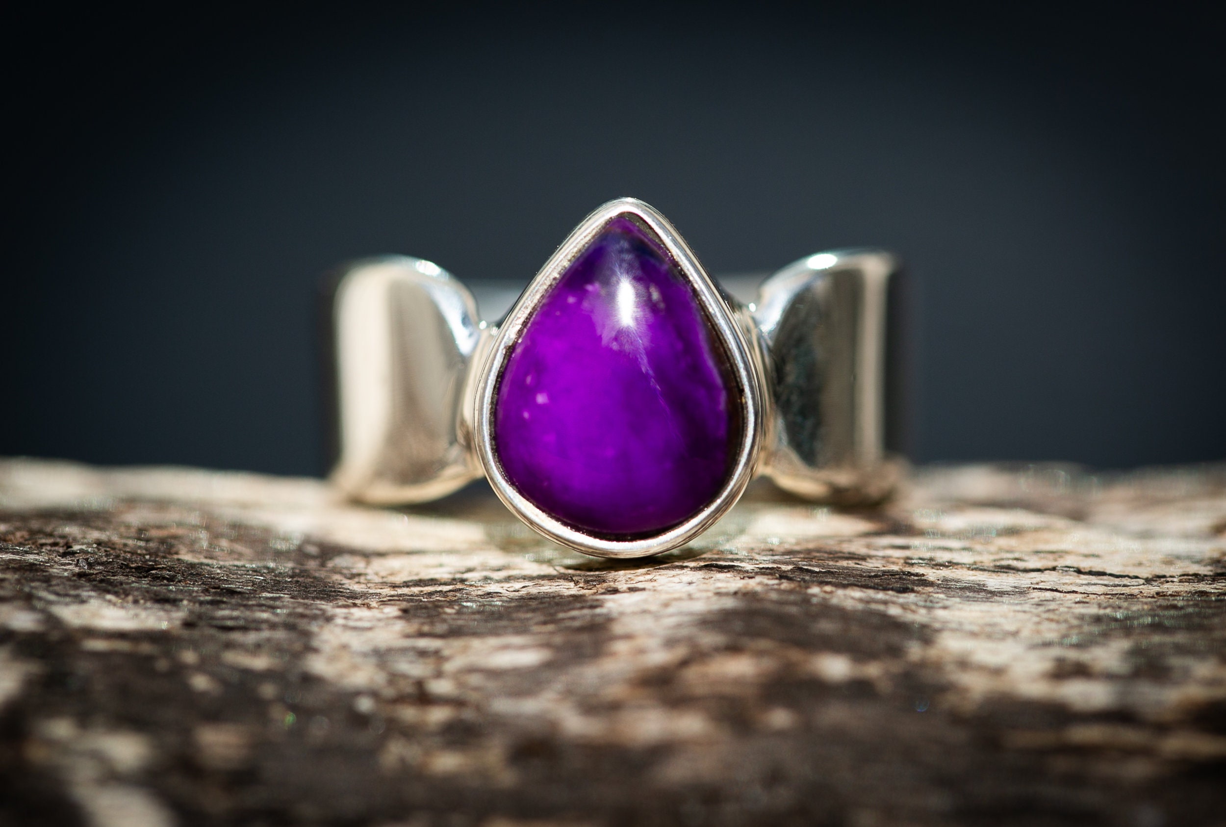 Purple Sugilite Sterling Silver Ring - Size 6