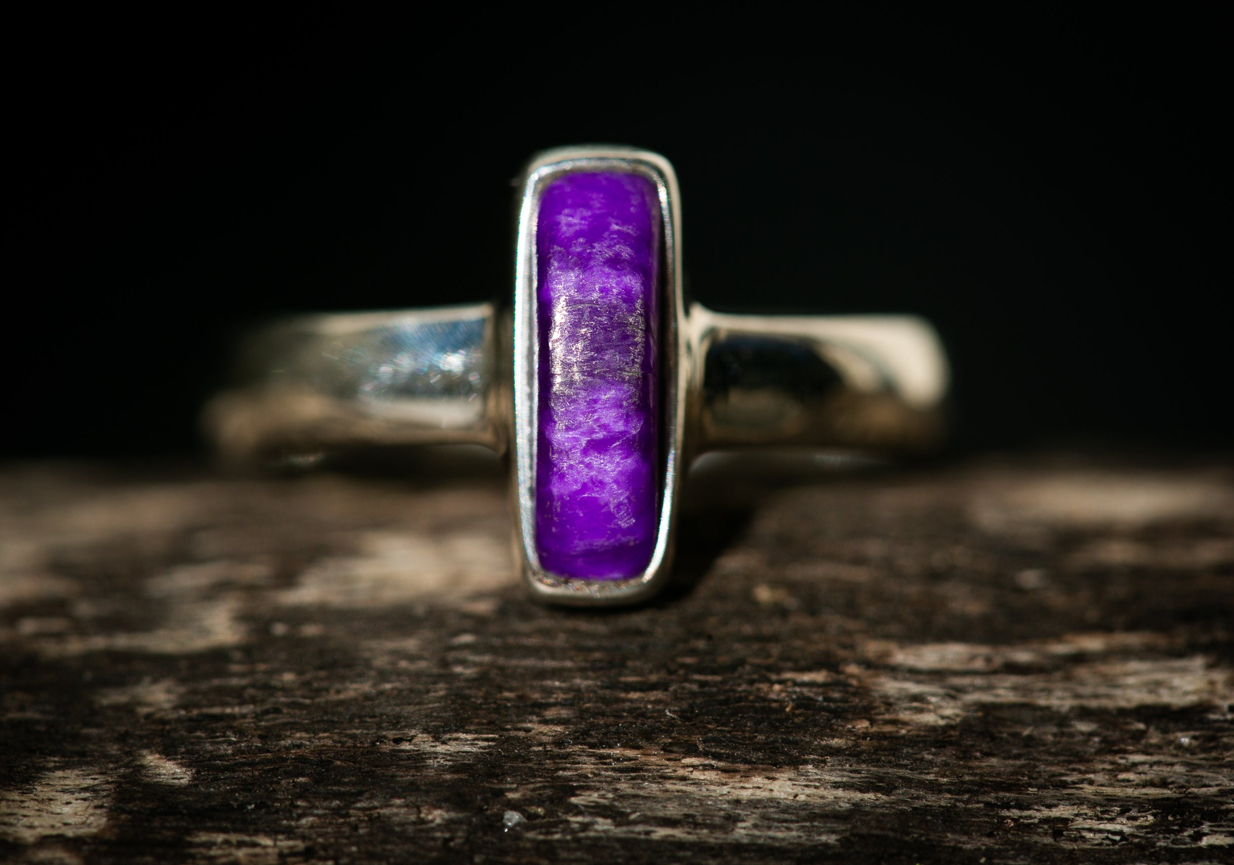 Purple Sugilite Sterling Silver Ring - Size 10