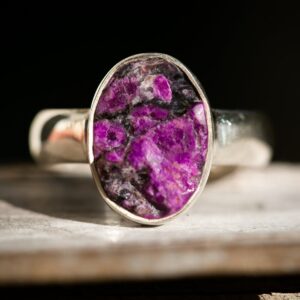 Raw Sugilite Ring – Sterling Silver, Size 9