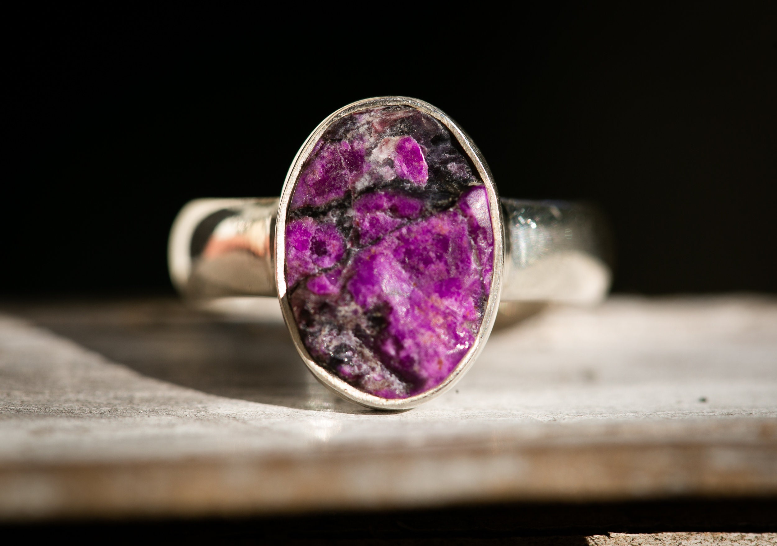Raw Sugilite Ring – Sterling Silver, Size 9