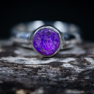 Raw Sugilite Sterling Silver Ring - Purple Gemstone, Size 5