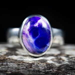 Sugilite Ring Size 10 - Unique Natural Purple And Blue Suglite And Richterite Ring