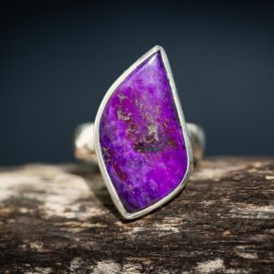 Sterling Silver Sugilite Ring, Bright Purple Gemstone, Size 9.75