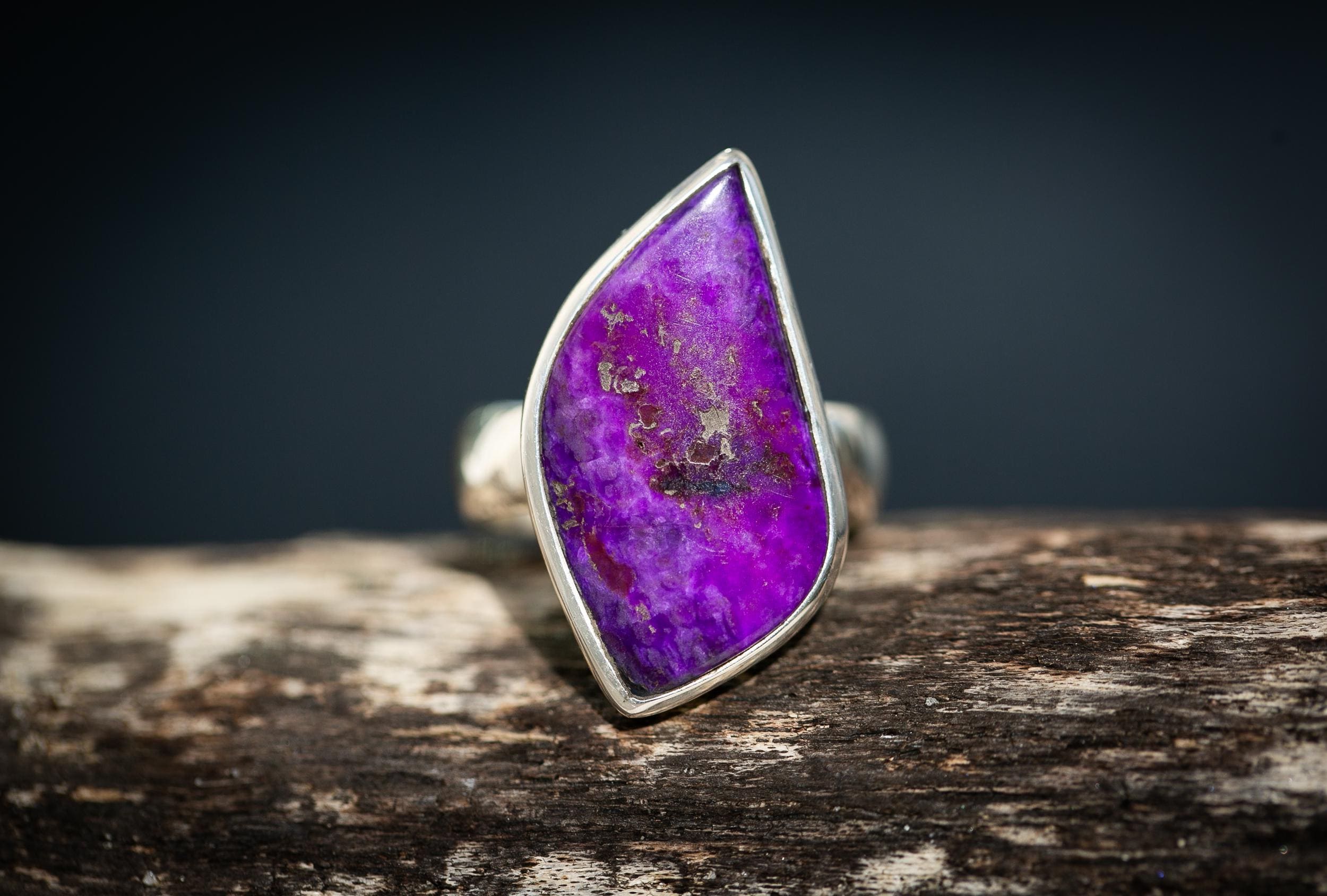 Sterling Silver Sugilite Ring, Bright Purple Gemstone, Size 9.75