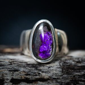 Sugilite Sterling Silver Ring - Manganese Stone, Size 7