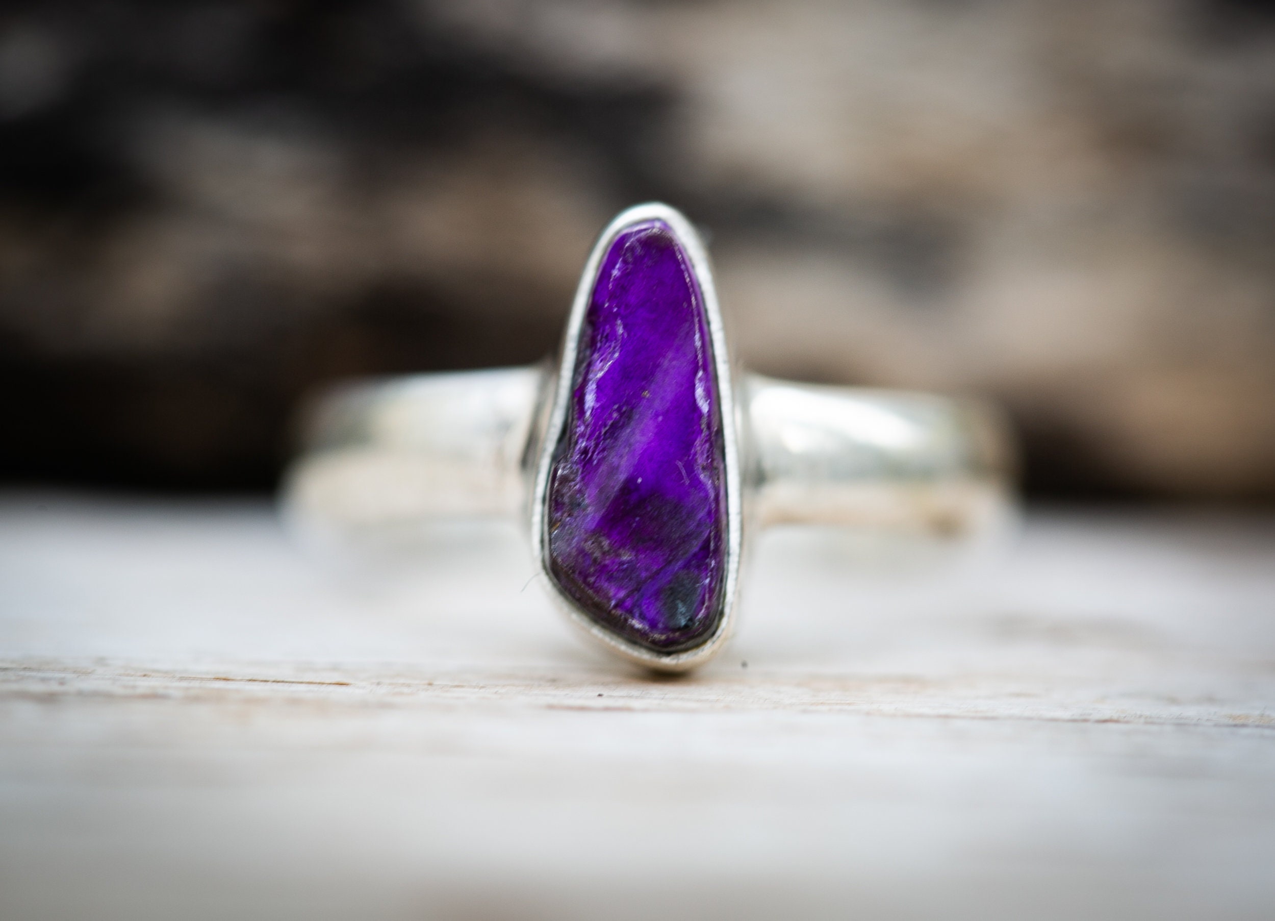 Sugilite Sterling Silver Ring - Natural Purple Gemstone, Size 10