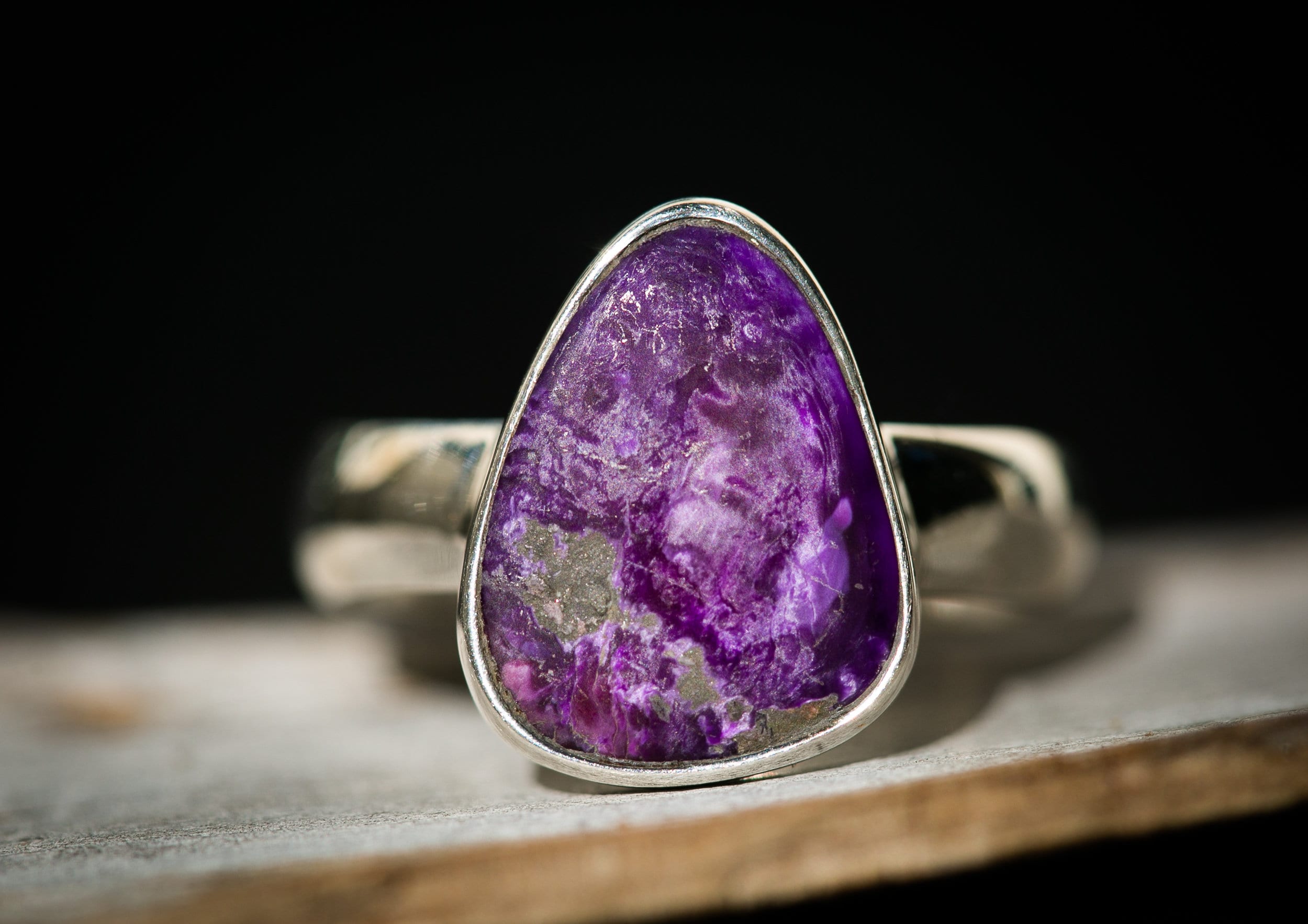 Sugilite Sterling Silver Ring - Natural Purple Gemstone, Size 10