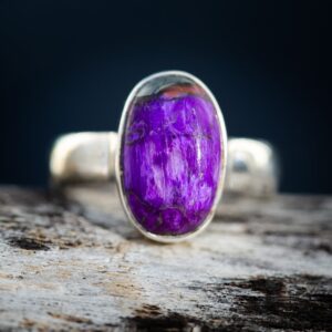 Sugilite Sterling Silver Ring - Purple Gemstone, Size 7.5