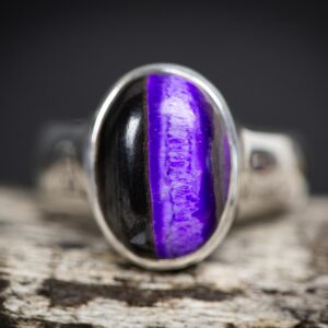 Sugilite Sterling Silver Ring - Purple & Black Stripe - Size 10
