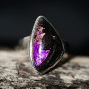 Sugilite Sterling Silver Ring - Purple Manganese Stone, Size 6