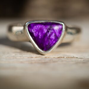 Triangle Purple Sugilite Ring: Sterling Silver, Size 5