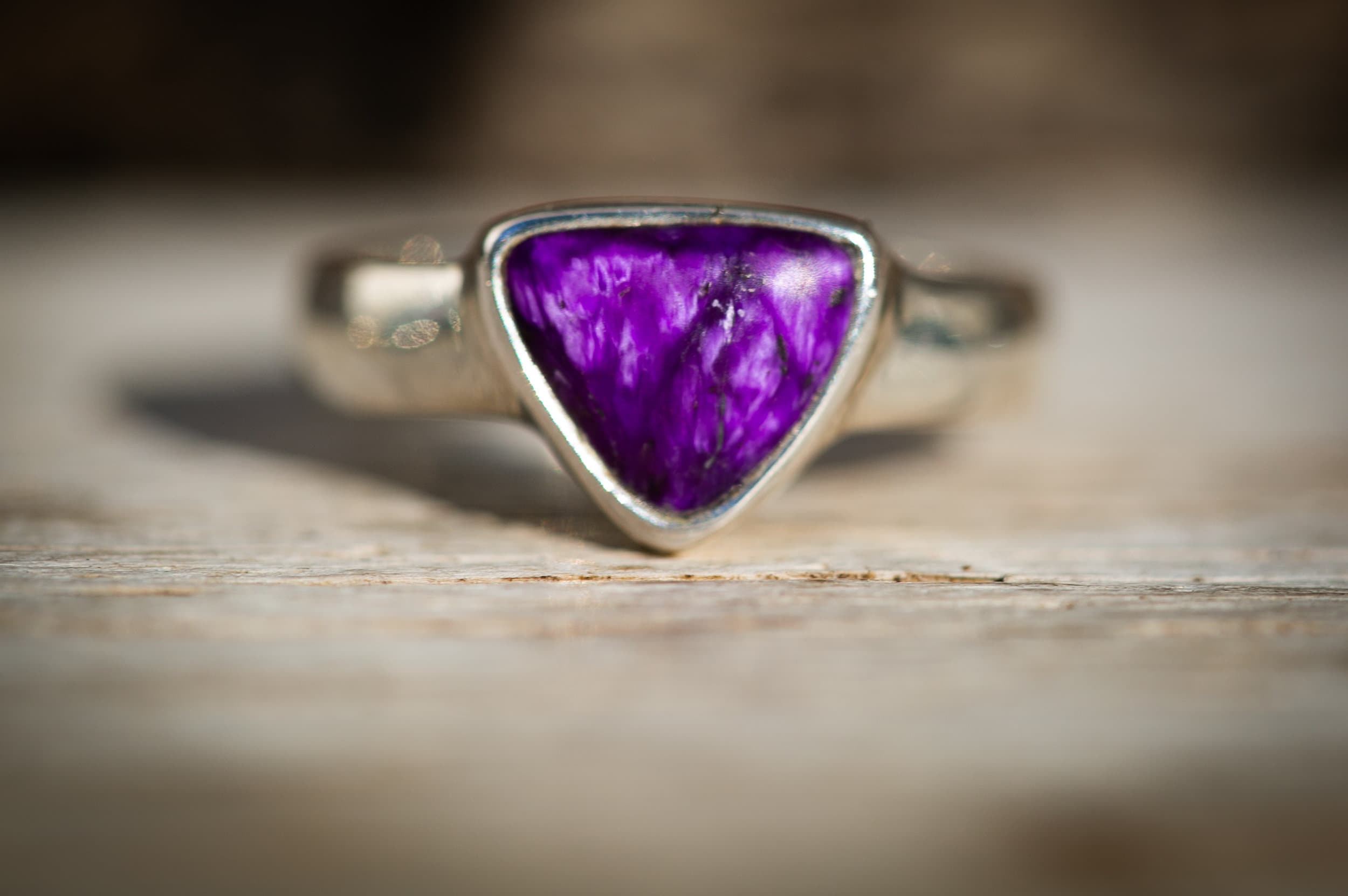 Triangle Purple Sugilite Ring: Sterling Silver, Size 5