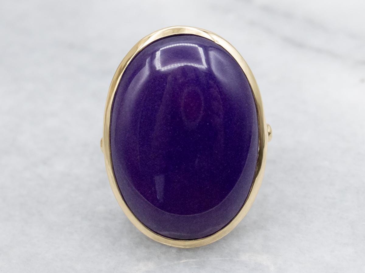 Vintage 18k Yellow Gold Sugilite Cabochon Ring