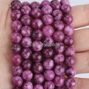 6-10mm White Purple Sugilite Chalcedony Gemstone, Elegant Smooth Round Beads, Wholesale Loose Bead Strand, Chalcedony Jewelry--STN00459