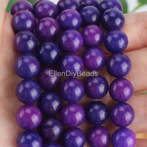 Purple Sugilite Chalcedony Gemstone, South Africa Deep Purple Gemstone, Elegant Round Beads, Wholesale Loose Beads, Full Strand---STN00361