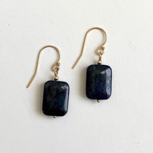 Sunset Dumortierite Earrings Beaded with Gold Files Beads and with Gold Gilled Finishings
