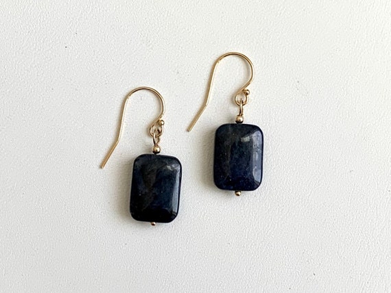 Sunset Dumortierite Earrings Beaded With Gold Files Beads And With Gold Gilled Finishings