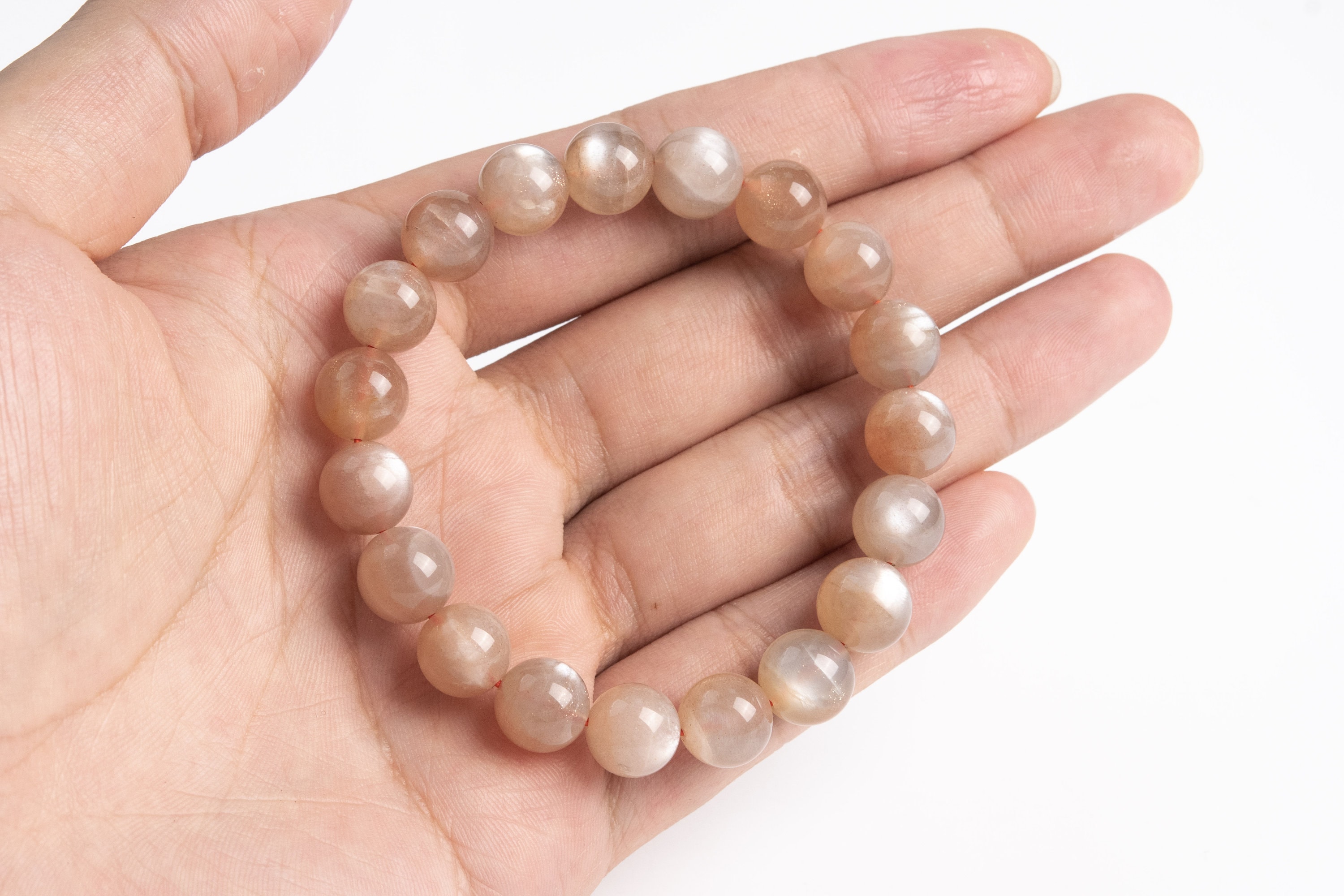 10-11mm Sunstone Beads Light Gray Brown Bracelet Grade Aa Genuine Natural Round Gemstone 7" (123632h-85)
