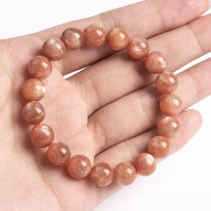 10-11mm Sunstone Beads Orange Bracelet Grade Aa+ Genuine Natural Round Gemstone 7.5" (123635h-85)