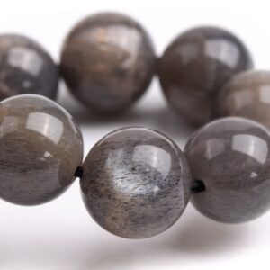 10mm Aventurescence Sunstone Hematite Inclusions Beads Deep Gray Bracelet Grade Aaaa Genuine Natural Round Gemstone 7.5" (124224h-303)